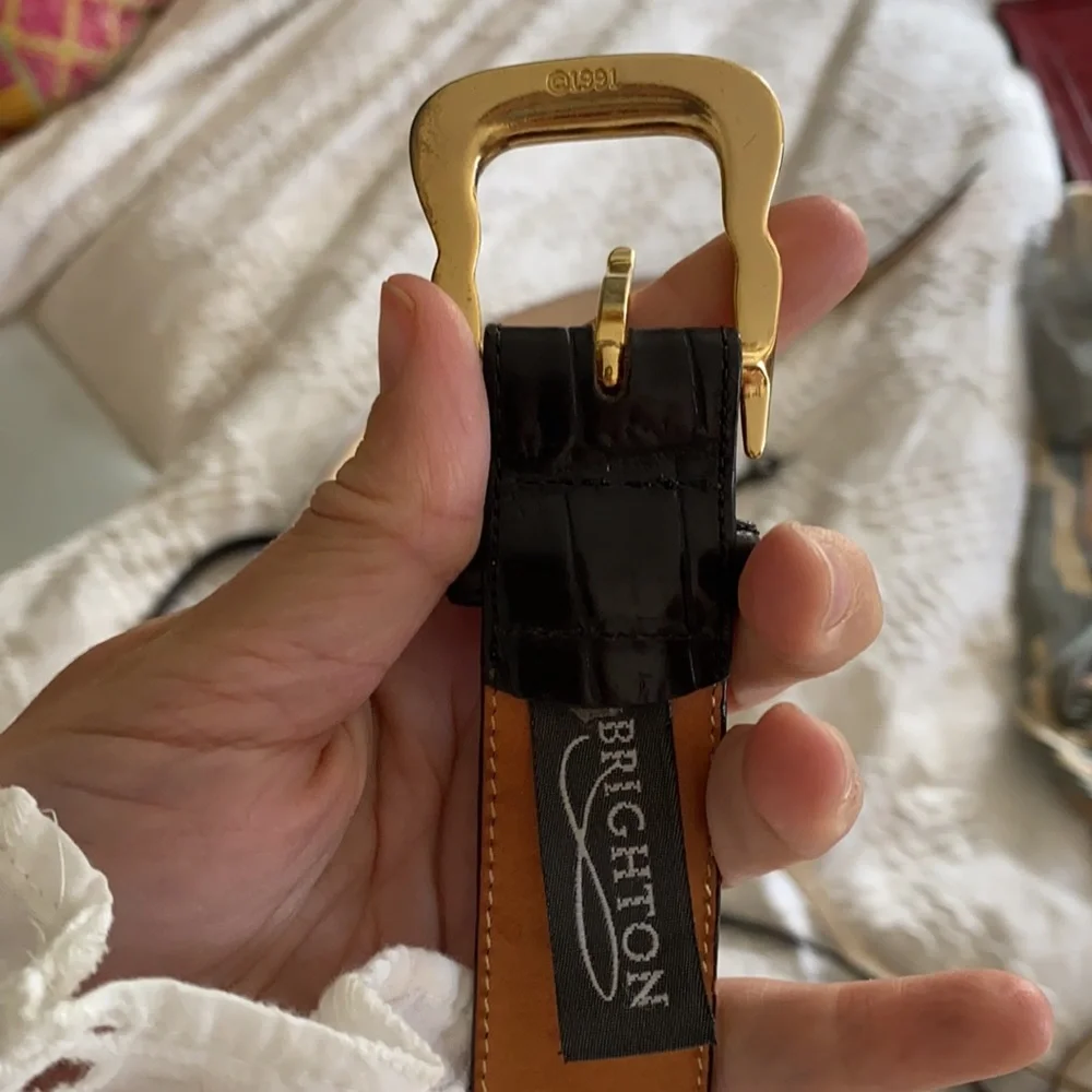 Brighton Belt Embossed Calfskin leather black Medium - Picture 3 of 7